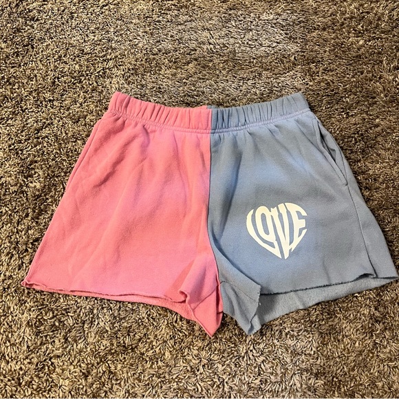 Orange Kiss Love Colorblock Sweat-shorts - Picture 1 of 4